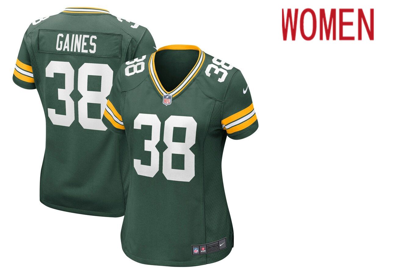 Women Green Bay Packers #38 Innis Gaines Green Nike Game NFL Jersey